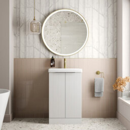 Affine Bathroom Vanity Unit Basin Sink Free Standing 500mm Door Cabinet Storage White - thumbnail 2