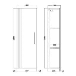 Nuie 400 Tall Unit,nuie Deco 1 Door Wall Hung Tall Storage Unit 400mm Wide - thumbnail 4