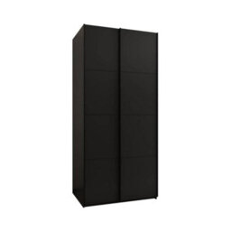 Arte Stylish Black Sliding Door Wardrobe W1100mm H2450mm D640mm With Black Steel Handles - thumbnail 1