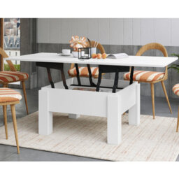 Heze Furniture Ozma 2 In 1 Extending Coffee / Dining Table 90-180Cm - White - thumbnail 2