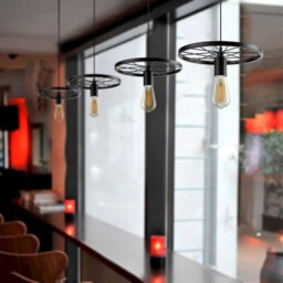 Antique Art Wheel Vintage Retro Metal Hanging Pendant Light, Edison Bulb Compatible, E27 Base - thumbnail 8