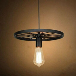 Antique Art Wheel Vintage Retro Metal Hanging Pendant Light, Edison Bulb Compatible, E27 Base - thumbnail 2