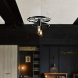 Antique Art Wheel Vintage Retro Metal Hanging Pendant Light, Edison Bulb Compatible, E27 Base - thumbnail 3