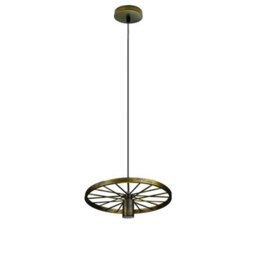 Antique Art Wheel Vintage Retro Metal Hanging Pendant Light, Edison Bulb Compatible, E27 Base - thumbnail 1