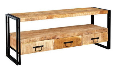 Buttercup Farm Cosmo Industrial Large Plasma Stand - Solid Mango Wood - L45 X W150 X H60 Cm - image 1