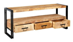 Buttercup Farm Cosmo Industrial Large Plasma Stand - Solid Mango Wood - L45 X W150 X H60 Cm - thumbnail 3