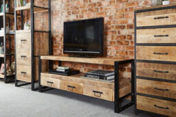 Buttercup Farm Cosmo Industrial Large Plasma Stand - Solid Mango Wood - L45 X W150 X H60 Cm - thumbnail 4