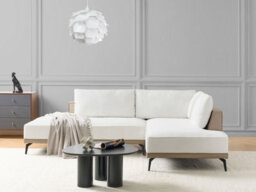 Beliani Corner Sofa 3 Seater Myken Fabric Off-White Left Hand - thumbnail 2