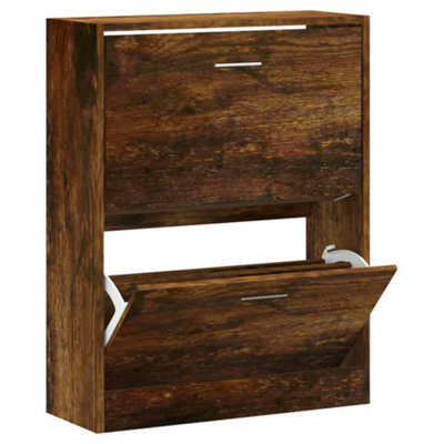 Berkfield Modern Shoe Cabinet Smoked Oak 63X24X81 Cm Engineered Wood - image 1
