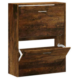 Berkfield Modern Shoe Cabinet Smoked Oak 63X24X81 Cm Engineered Wood - thumbnail 1
