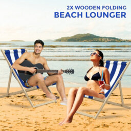 Crystals Garden Parasol Umbrella & Wooden Folding Deck Chair Lounger For Beach & Seaside Relaxation - thumbnail 4