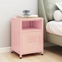 Berkfield Nightstand Pink 35X35X51 Cm Steel - thumbnail 1