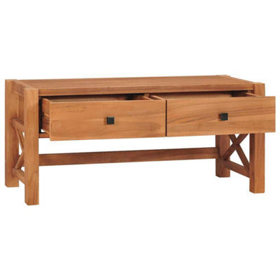 Berkfield Durable Desk With 2 Drawers 100X40X45 Cm Recycled Teak Wood - image 1