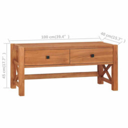 Berkfield Durable Desk With 2 Drawers 100X40X45 Cm Recycled Teak Wood - thumbnail 9