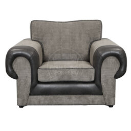 Furnishings For Less UK Portland Fabric Armchair Rolled Arms Black And Grey Single Seater - thumbnail 2