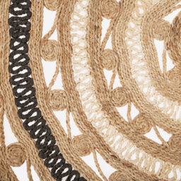 Beliani 140Cm Round Jute Rug Beige-Black, Braided Plaited Rustic Style - thumbnail 3