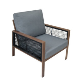 MonsterShop Garden Furniture Set 4 Piece Wood Effect Aluminium With Rattan Storage Box Black Outdoor 3 Seat Sofa 2 Armchairs Coffee Table - thumbnail 8