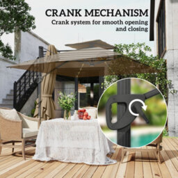 Outsunny 3.5M Aluminium Cantilever Parasol W/ Led Lights Crank Tilt Uv50+ Khaki - thumbnail 9