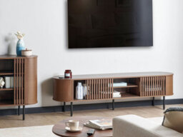 Beliani Retro Tv Stand Taroon Dark Brown - thumbnail 2