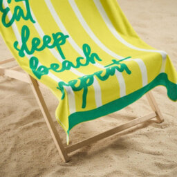 Ohs Eat Sleep Slogan Beach Towel Bath Travel Quick Dry Microfibre Absorbent - thumbnail 2