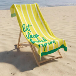 Ohs Eat Sleep Slogan Beach Towel Bath Travel Quick Dry Microfibre Absorbent