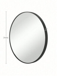Songmics Round Mirror, 61 Cm Bathroom Mirror For Wall, Metal Frame, Easy To Install, Modern Wall Mirror, Ink Black - thumbnail 9