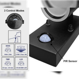 Long Life Lamps Company Black Double Outdoor Wall With Pir Movement Sensor Stainless Steel Zlc038Dsen - thumbnail 5