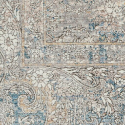 Cream Blue Luxurious Traditional Bordered Floral Rug Easy To Clean Living Room And Bedroom-300Cm X 381Cm - thumbnail 4