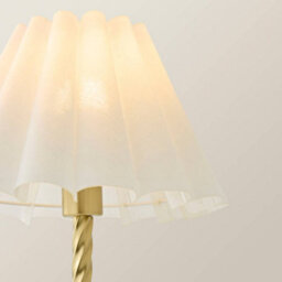 Valuelights Maura White Scallop Pleated Tapered Shade Brushed Gold Twist Table Lamp - thumbnail 4