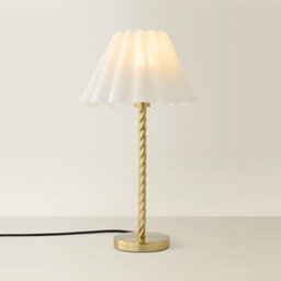 Valuelights Maura White Scallop Pleated Tapered Shade Brushed Gold Twist Table Lamp - thumbnail 3