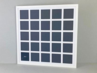 "Photoframesandmore White Multi Aperture Frame. Holds Twenty-Five 4X4"" Photos. 60X60Cm." - image 1