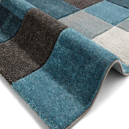 Blue/grey Handmade Modern Easy To Clean Geometric Rug For Dining Room -120Cm X 170Cm - thumbnail 2