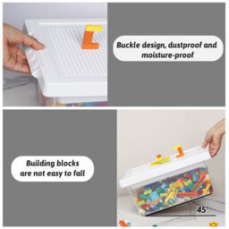 Greentainer Stackable Plastic Storage Bin With Removable Tray In White For Toy Brick And Puzzle Board Organizer - thumbnail 7
