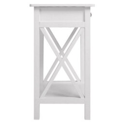 Living And Home White Wooden One Drawer Bedside Table For Living Room 40Cm W X 30Cm D X 55.5Cm H - thumbnail 4