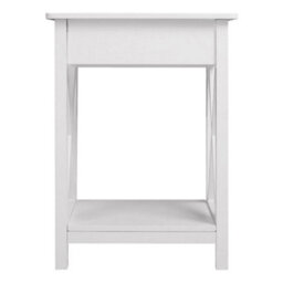 Living And Home White Wooden One Drawer Bedside Table For Living Room 40Cm W X 30Cm D X 55.5Cm H - thumbnail 5
