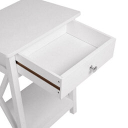 Living And Home White Wooden One Drawer Bedside Table For Living Room 40Cm W X 30Cm D X 55.5Cm H - thumbnail 6