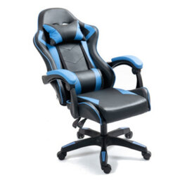 Home Treats Gaming Chair Blue Recliner With Adjustable Height Lumbar Support Padded Cushion Racing Bucket Seat - thumbnail 4