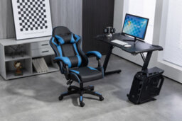 Home Treats Gaming Chair Blue Recliner With Adjustable Height Lumbar Support Padded Cushion Racing Bucket Seat - thumbnail 8