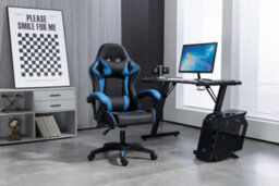 Home Treats Gaming Chair Blue Recliner With Adjustable Height Lumbar Support Padded Cushion Racing Bucket Seat - thumbnail 6