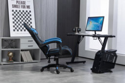 Home Treats Gaming Chair Blue Recliner With Adjustable Height Lumbar Support Padded Cushion Racing Bucket Seat - thumbnail 7