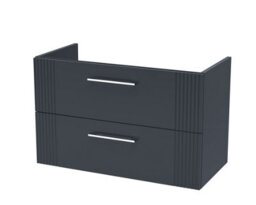 Hudson Reed Deco Wall Hung 2-Drawer Vanity Unit, Stylish Vanity Unit In Bathroom For Contemporary Interiors, Satin Soft Black