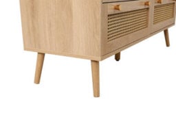 Birlea Brown Oak Chest Of 7 Drawers Rattan Mid Century Modern - thumbnail 8