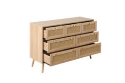 Birlea Brown Oak Chest Of 7 Drawers Rattan Mid Century Modern - thumbnail 9