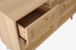 Birlea Brown Oak Chest Of 7 Drawers Rattan Mid Century Modern - thumbnail 7