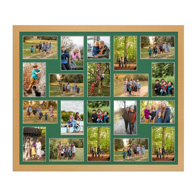 AK Frames 80X70Cm Country Pine Modern Multi Photo Frame With Emerald Mount - Holds 20 Apertures (18X) 6X4, (2X) 4X4 Photos - image 1