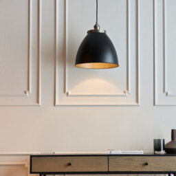 Luminosa Lighting Luminosa Franklin Single Pendant Ceiling Lamp, Aged Pewter Plate, Matt Black Paint - thumbnail 3