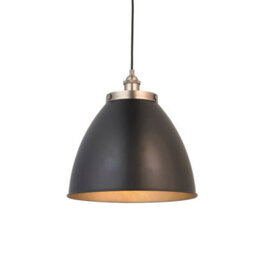 Luminosa Lighting Luminosa Franklin Single Pendant Ceiling Lamp, Aged Pewter Plate, Matt Black Paint - thumbnail 1