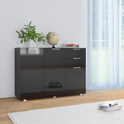 Berkfield Sideboard High Gloss Black 107X35X76 Cm - image 1