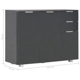 Berkfield Sideboard High Gloss Black 107X35X76 Cm - thumbnail 9