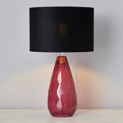 Litecraft Parma Plum 1 Light Ripple Effect Glass Table Lamp - image 1